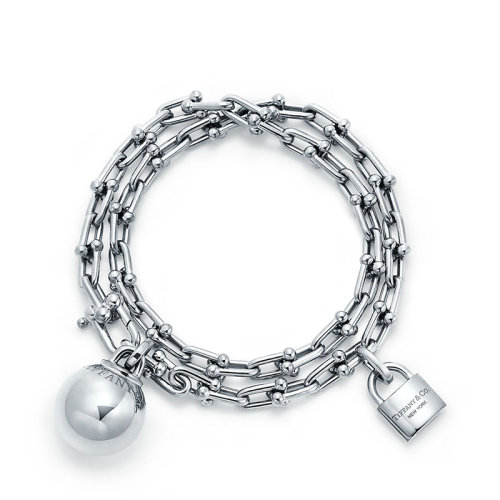 Tiffany & Co./蒂芙尼  Tiffany City HardWear系列 925银双圈手链GRP09932