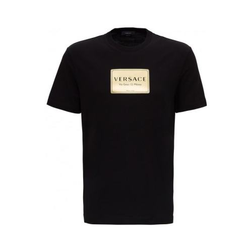 VERSACE/范思哲  男装 时尚简约 品牌字母LOGO  男士黑色棉质短袖T恤 A87387A-7A228806-1008