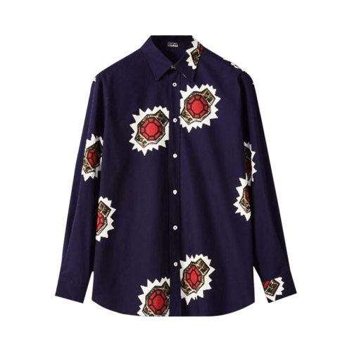 LOEWE/罗意威 男士蓝色棉质长袖衬衫 H526Y05W51 5110