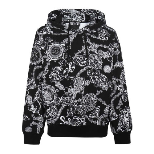 VERSACE JEANS/范思哲牛仔 男士拼色棉质印花装饰长袖上衣卫衣连帽衫运动衫套头衫 71GAI3C0-FS004-899