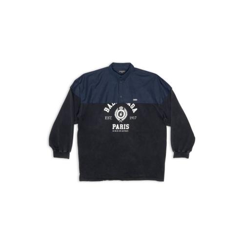 BALENCIAGA巴黎世家 22年秋冬 男士 长袖T恤 COLLEGE 1917 PATCHED POLO SHIRT 698226TMV98100