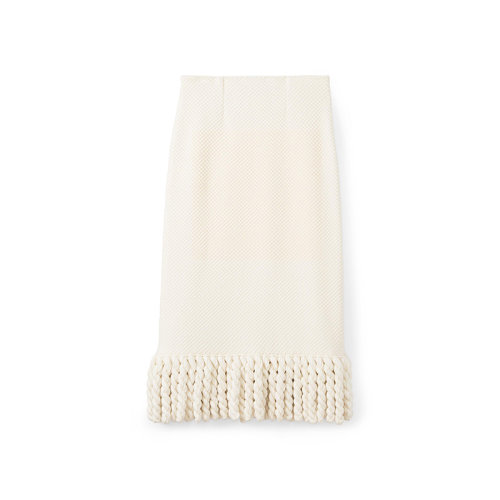 【21春夏新款】St.John/盛蔷马克西流苏针织女士半身裙K7130D1