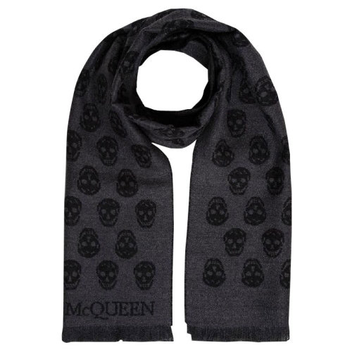 Alexander McQueen/亚历山大麦昆 男女同款 黑色羊毛时尚骷髅头围巾/披肩围巾 6244254200Q1079