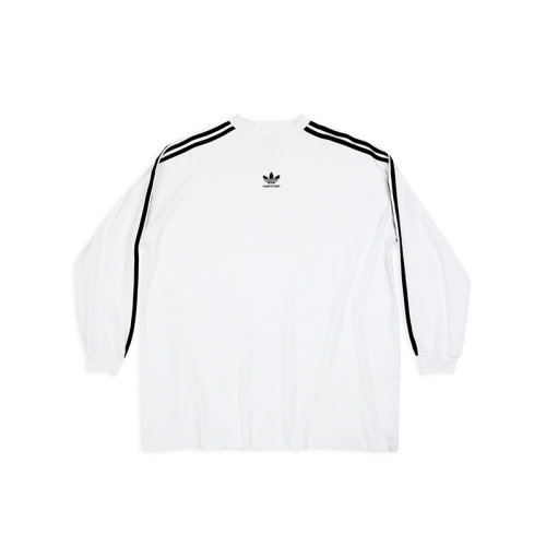 Balenciaga/巴黎世家 22年秋冬新款 ADIDAS联名系列 男女同款白色纯棉Logo标记长袖T恤728789TNVA61156