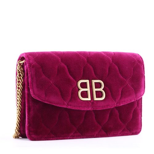 Balenciaga/巴黎世家 19年春夏 天鹅绒 字母BB 女包  女性 单肩包 单肩包 5615079JA746106