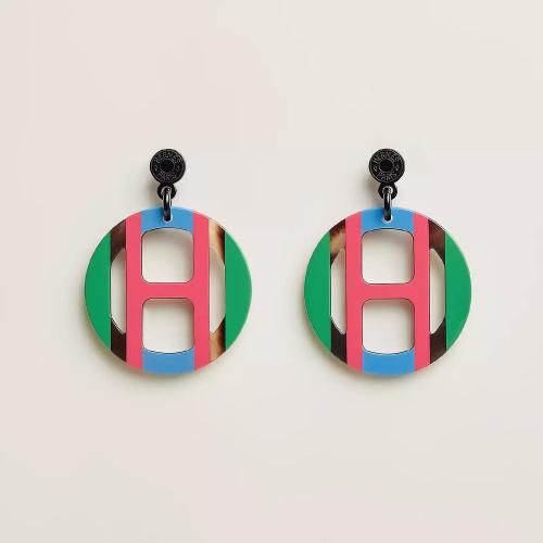 HERMES爱马仕 22年秋冬 女士 耳环 Boucles d%26s;oreilles H Equipe H057086FL09