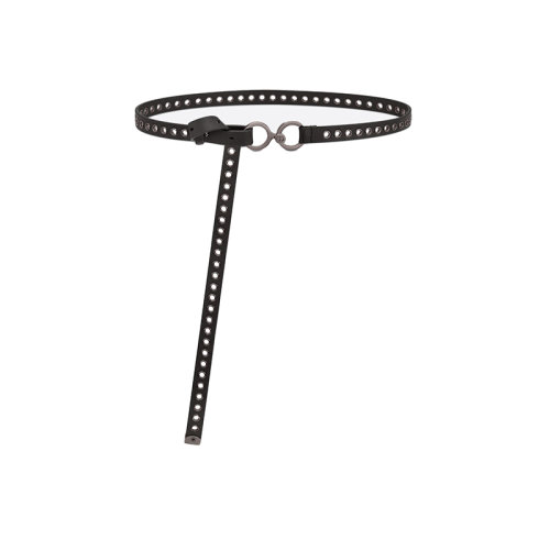 DIOR/迪奥 22年春夏新款 SHOW系列 女士黑色光滑牛皮革搭配金属覆层金属孔眼银扣腰带15毫米B0298BWFE_M900