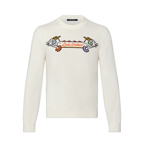 Louis Vuitton/路易威登 22年早春新款 LV2系列 男士米白色羊绒羊毛混纺毛衣1A9GO5