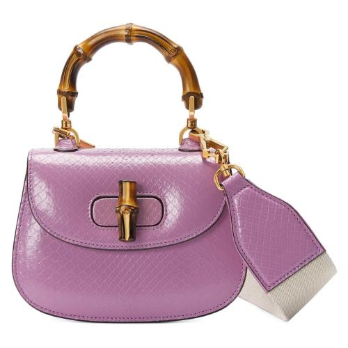  GUCCI古驰 22年秋冬 女士 Gucci Bamboo 1947系列竹节蟒蛇皮迷你手袋 686864 L2DRT 5270