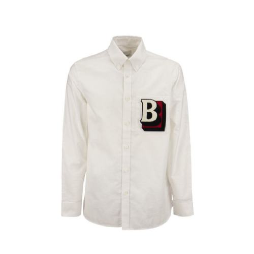  BURBERRY/博柏利 男士白色织物长袖衬衫 80501341 PLFSX