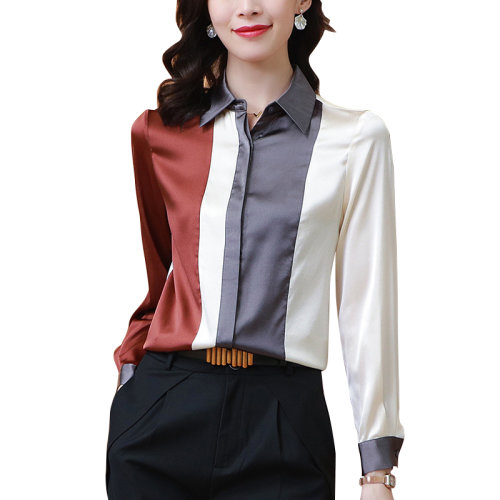 GeleiStory/GeleiStory 纵横职场系列空调房长袖设计感衬衣修身气质桑蚕丝上衣  女装＞女士衬衫＞女士长袖衬衫