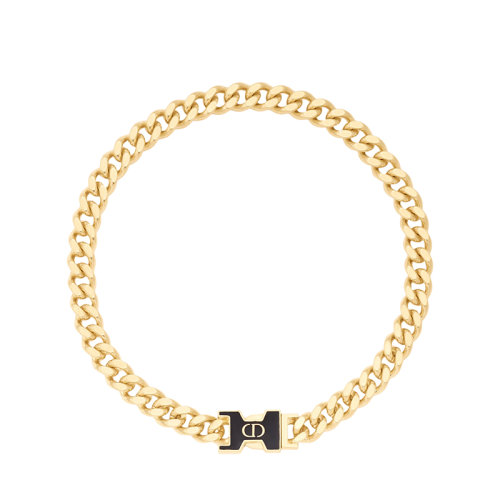 DIOR/迪奥 22新款30 MONTAIGNE系列 女士金色饰面金属黑色涂漆装饰项链N1703MTGLQ_D307