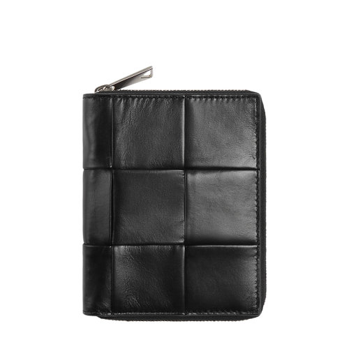 Bottega Veneta/葆蝶家 经典款 男士黑色Intreccio编织牛皮革拉链钱包690936VCQ728803