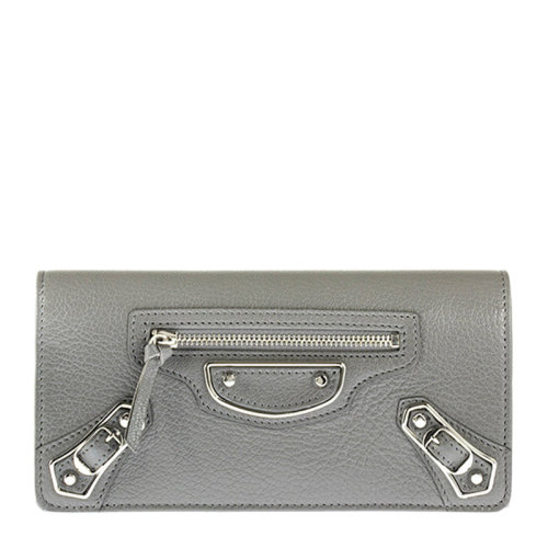 Balenciaga/巴黎世家 女士闪亮粒面山羊皮铆钉元素按扣开合长款卡包钱包手拿包女包 390184 多色可选