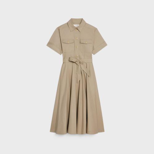  CELINE赛琳思琳 22年秋冬 女士 连衣裙 ROBE SAHARIENNE GABARDINE LéGERE 2R32A204I.02BG