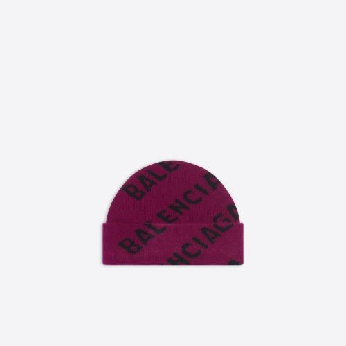  BALENCIAGA巴黎世家 22年秋冬 男士 帽子 Allover Logo Beanie in Purple 659679T15675272