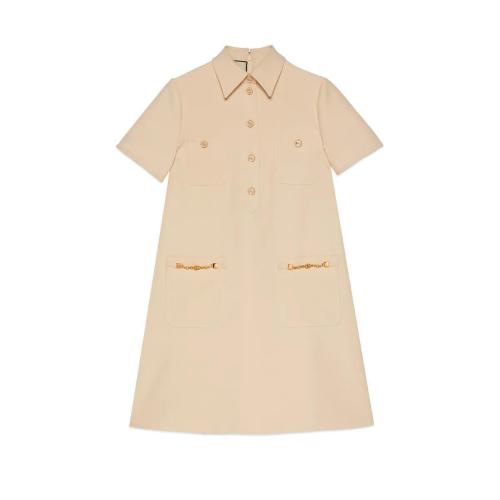  GUCCI古驰 22年秋冬 女士 卡迪绉绸Polo衫裙 661672 ZAD88 9205