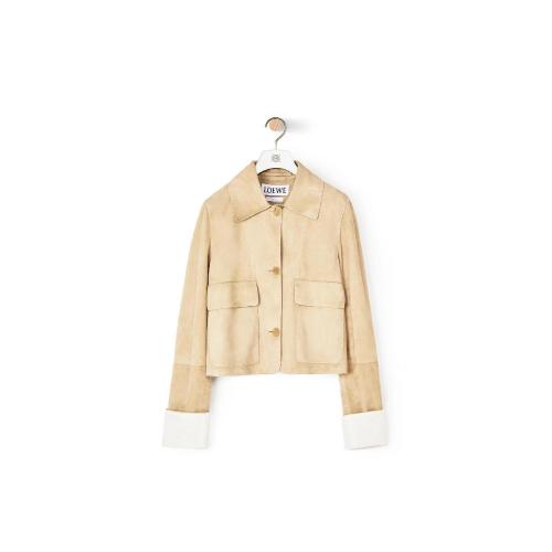  LOEWE罗意威 22年秋冬 女士 夹克 绒面革九分纽扣夹克 S1108228F-8130 预定商品1-3周发货