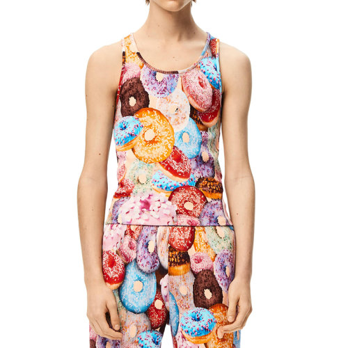 LOEWE/罗意威 22年秋冬新款 男士多色拼接纯棉甜甜圈印花背心上衣H526Y23X16-9990