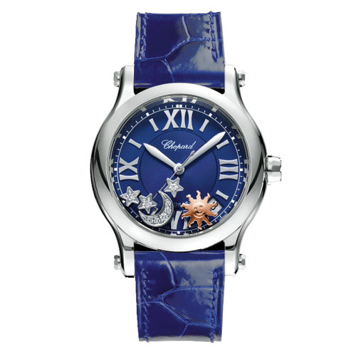  Chopard/萧邦 Happy Sport系列 自动机械表蓝盘蓝鳄鱼皮表带女表36毫米278559-3011
