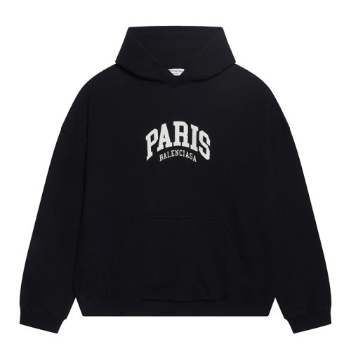 Balenciaga/巴黎世家 22年早春新款 CITES城市系列 男女同款黑色纯棉廓形连帽卫675003TLVL81070