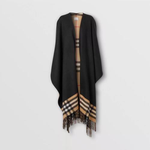  BURBERRY 22年秋冬 女士 格纹内衬羊绒美利奴羊毛混纺斗篷 80374231 预定商品1-3周发货