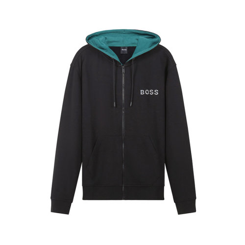HUGO BOSS/雨果博斯 男士棉质连帽拉链卫衣开衫运动衫外套LOGO图案 50472219