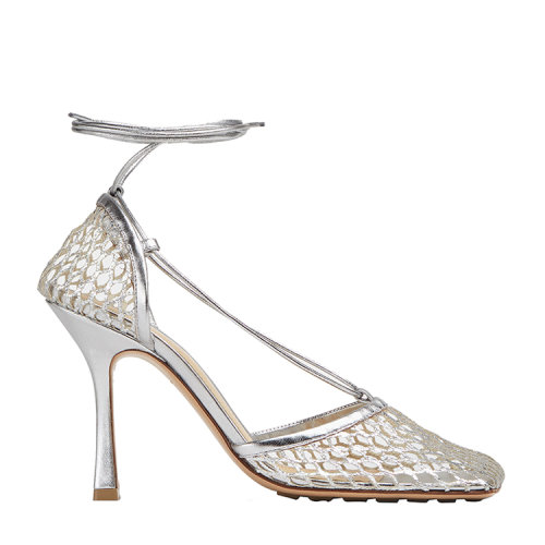 Bottega Veneta/葆蝶家STRETCH凉鞋金属质感网面和皮革凉鞋高跟凉鞋651388V1BT1