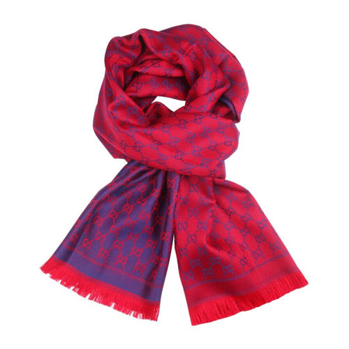 GUCCI/古驰 女士时尚双G提花紫红色围巾围脖 411115-3G200-5174