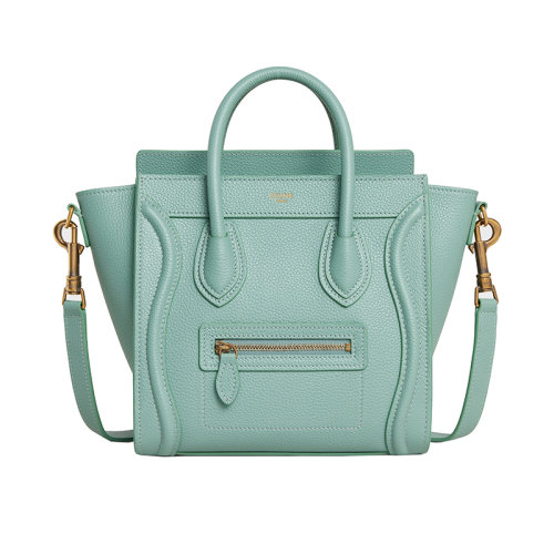 CELINE/赛琳 22新款 NANO MODEL系列 女士薄荷绿小牛皮拆卸肩带手提肩背斜挎包189243DRU.29IM