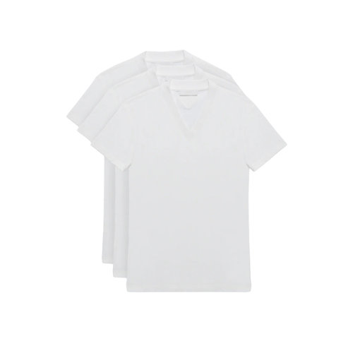 PRADA/普拉达 22年春夏新款 男士白色纯棉三角徽标短袖T恤三件套UJM493_ILK_F0009_S_181