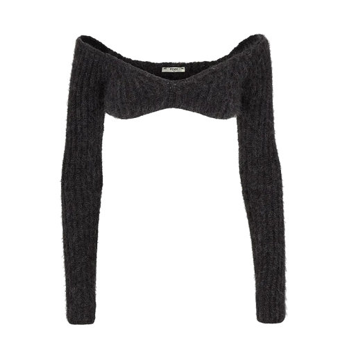 FENDI/芬迪      女士灰色马海毛上衣FZX706AHE4F1ENK