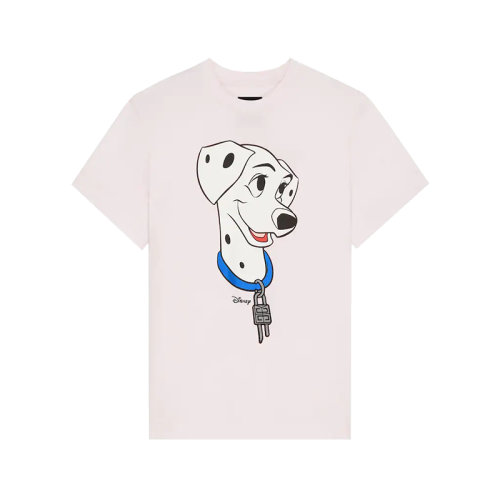 Givenchy/纪梵希 22年秋冬新款 迪士尼联名系列 女士粉色纯棉大斑点狗图案刺绣短袖T恤BW707Z3ZAN-681