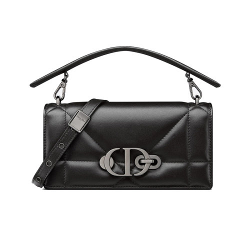 DIOR/迪奥 22新款 30 MONTAIGNE系列 女士黑色小羊皮翻盖闭合CD钩扣拆卸手柄调节肩带肩背手提斜挎包M9224BNNA_M900