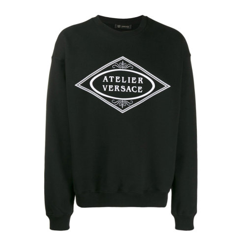 VERSACE/范思哲 男士黑色棉质经典字母徽标印花装饰圆领长袖上衣卫衣运动衫套头衫 A84159-A229724-A008