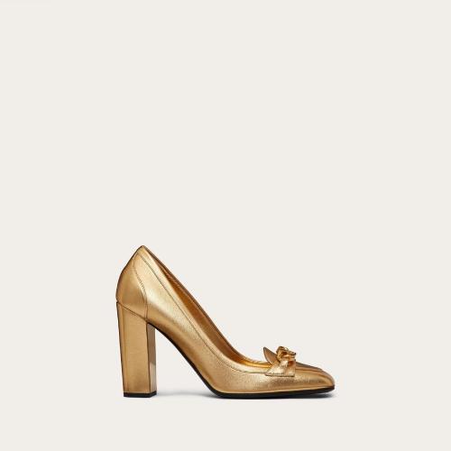 VALENTINO华伦天奴 22年秋冬 女士 高跟鞋 ESCARPINS VLOGO CHAIN EN NAPPA MéTALLISé. TALO