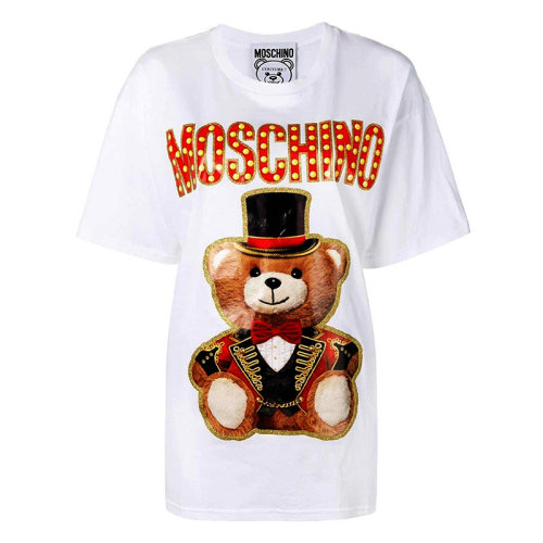 MOSCHINO/莫斯奇诺  女装 时尚百搭 女士杂技团泰迪熊棉质短袖T恤 V07025403001 HKY012345C