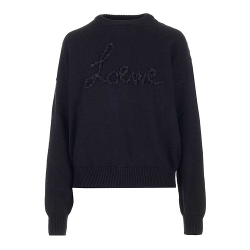LOEWE/罗意威  女装 品牌字母 时尚百搭黑色棉质圆领女士针织衫/毛衣 S3109920CO-1100