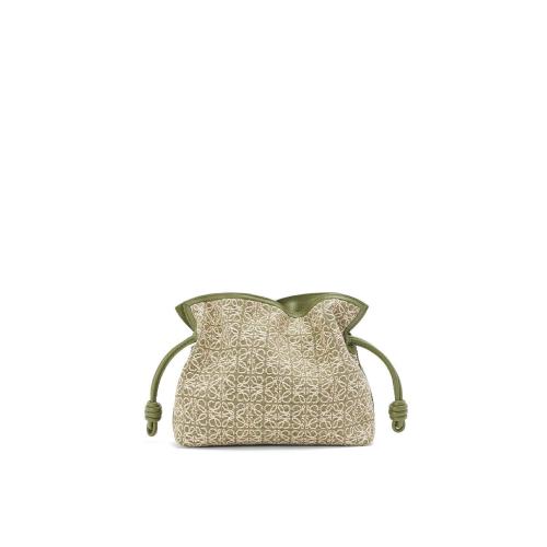  LOEWE罗意威 22年秋冬 女士 手提包 Mini Flamenco clutch in Anagram jacquard and calfskin