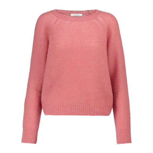 MaxMara/麦丝玛拉 女士粉色羊绒混纺棉质圆领长袖上衣毛衣针织衫套头衫 13611111-600-002