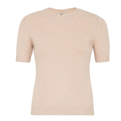 FENDI/芬迪  女士粉色羊绒修身圆领短袖毛衣FZX736AHE6F1ENM