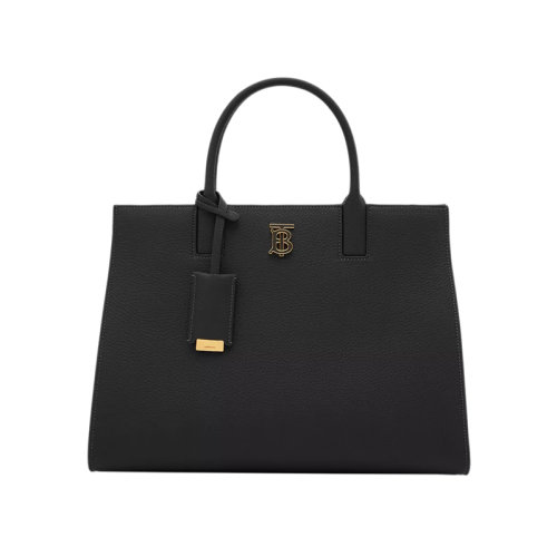 BURBERRY/博柏利 22新款 Frances系列 女士小号黑色粒面皮革拆卸吊饰皮革提手磁扣开合拆卸调节肩带单肩斜挎手提包80609741