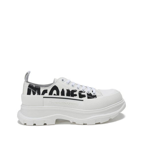 Alexander McQueen/亚历山大麦昆【22春夏新款】男士织物系带厚底休闲鞋涂鸦标志 682421 W4RQ2