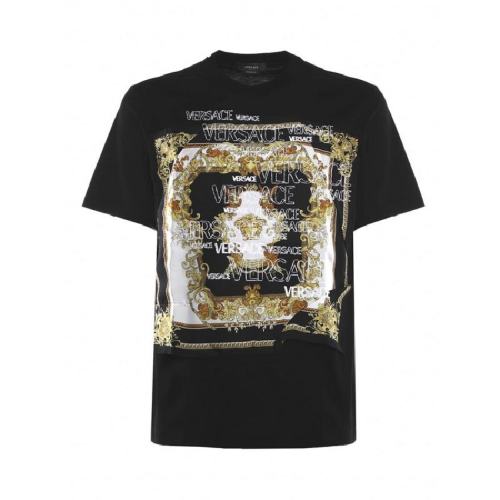  VERSACE/范思哲 男士黑色棉质短袖T恤 10008511A00661 2B130 PLFSX