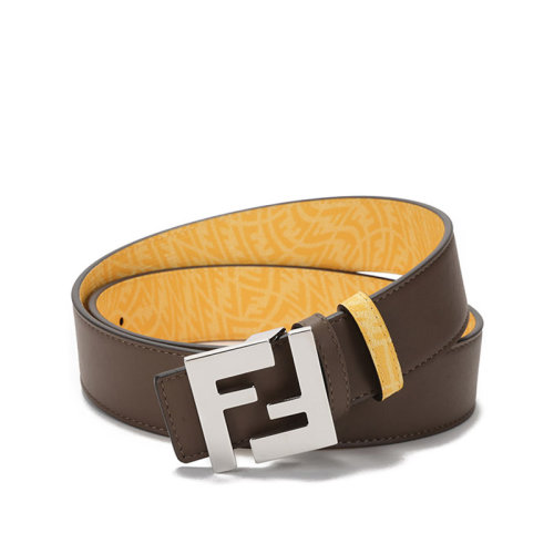 FENDI/芬迪 女士涂层面料配皮板扣式双面皮带腰带 7C0424 AFSZ