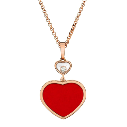 Chopard/萧邦  女士经典款快乐钻石系列18K金红色爱心项链 797482-5801