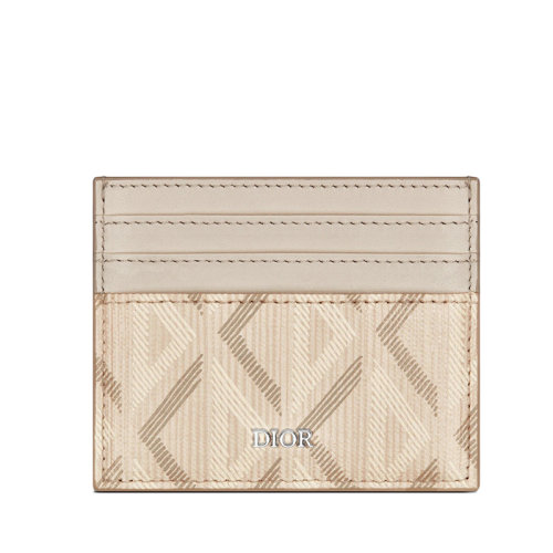 DIOR/迪奥 22新款 男士自然色CD Diamond图案帆布光滑牛皮革卡包2ESCH135DCO_H110