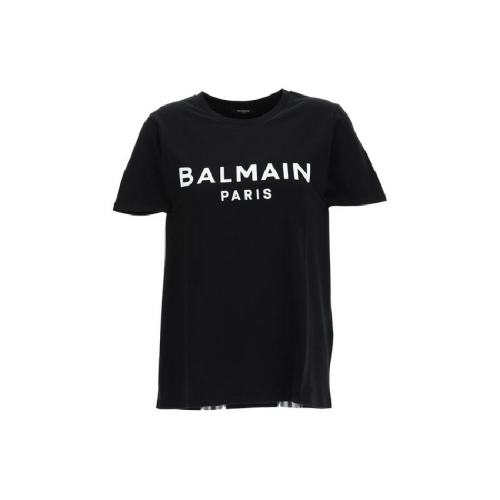 BALMAIN/宝曼 女士黑色棉质短袖T恤 XF1EF000 BB37 EAB PLFSX