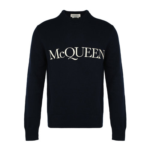 Alexander McQueen/亚历山大麦昆21新品字母刺绣棉质宽松男士针织衫/毛衣651184Q1XAY4