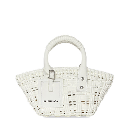 Balenciaga/巴黎世家 20  BISTRO系列 女士XXS号白色漆皮人造皮革单肩斜挎手提篮6780282IE3Y9000